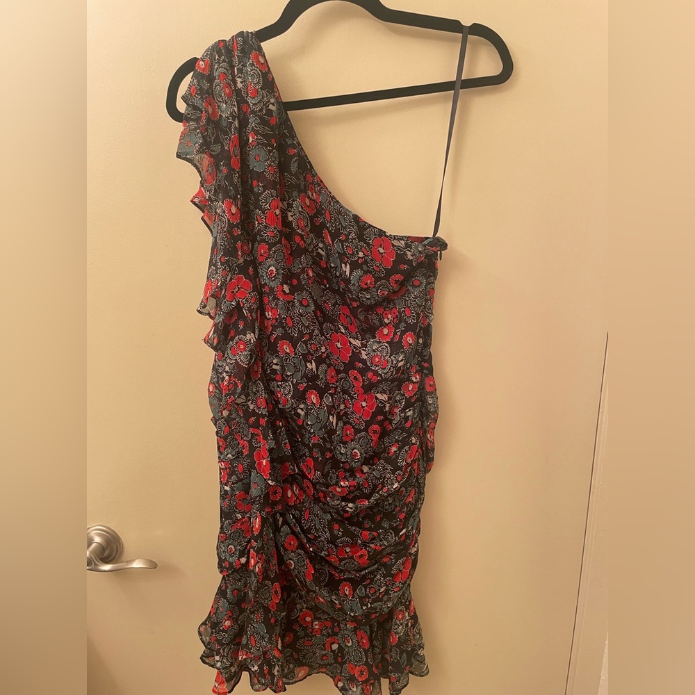 Veronica Beard One Shouldered Mini Dress